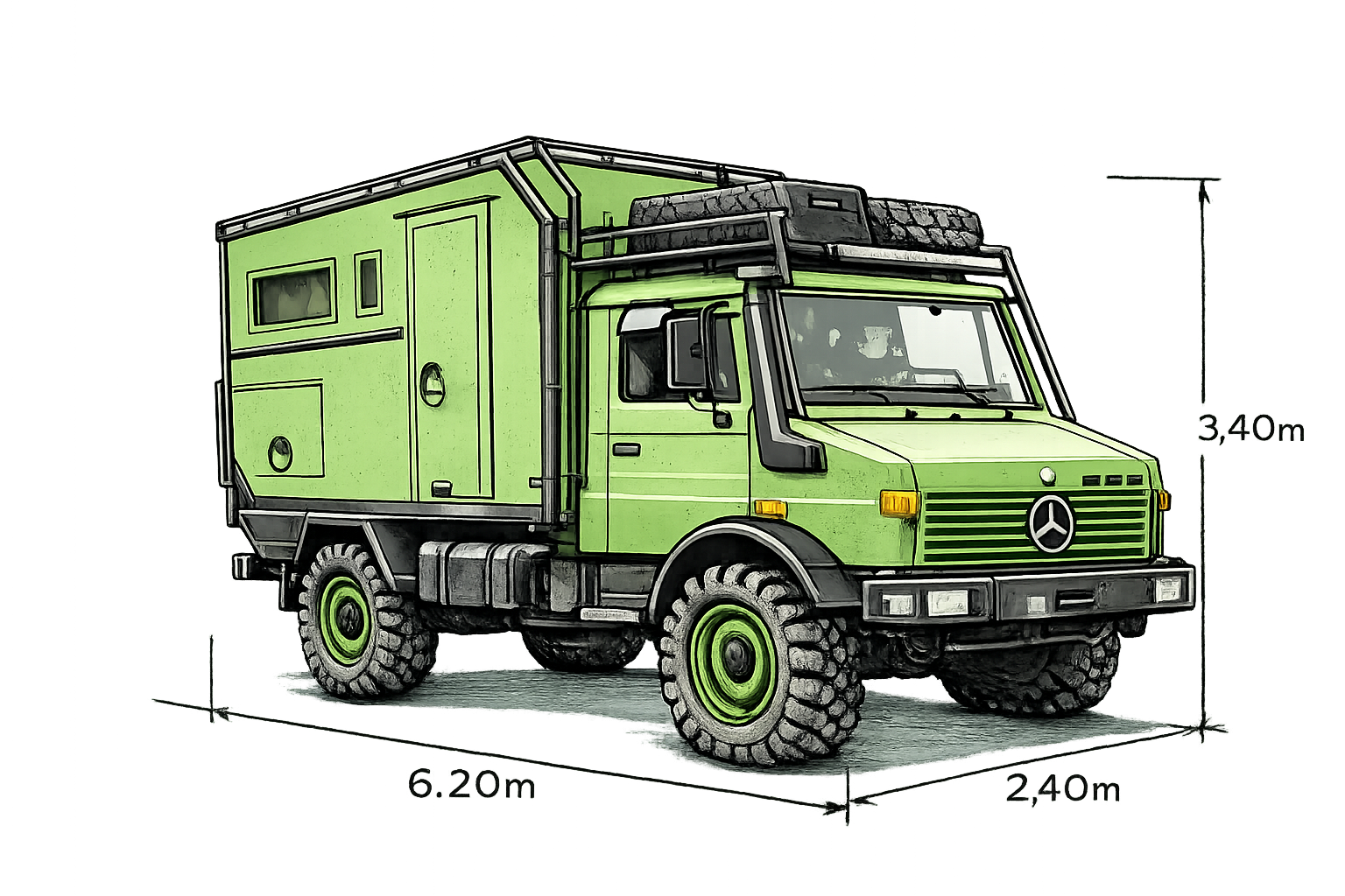Unimog technische Zeichnung